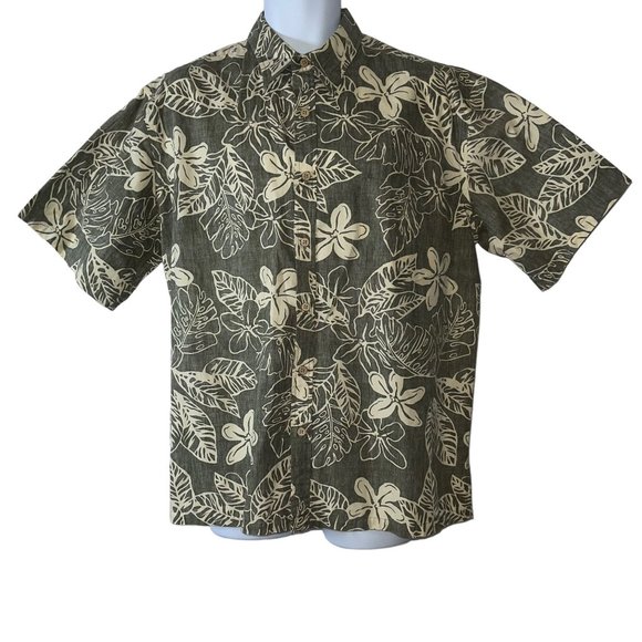 Cooke Street Honolulu Hawaiian Button Up Shirts Men's Size L Green Floral - Picture 1 of 10
